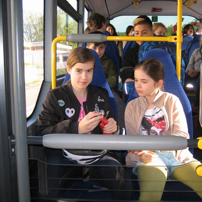 Bustraining mit Schülern der 4. und 5. Klassen